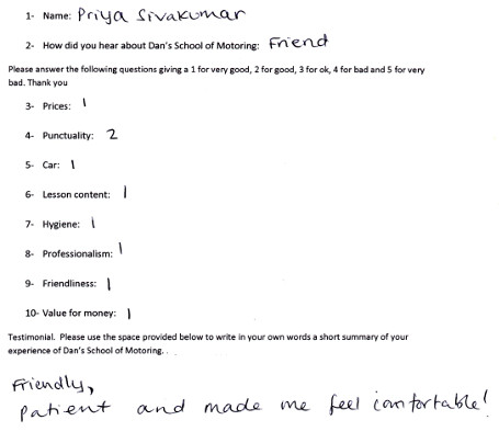 Priya's Review: Friendly, patient and made me feel comfortable!
