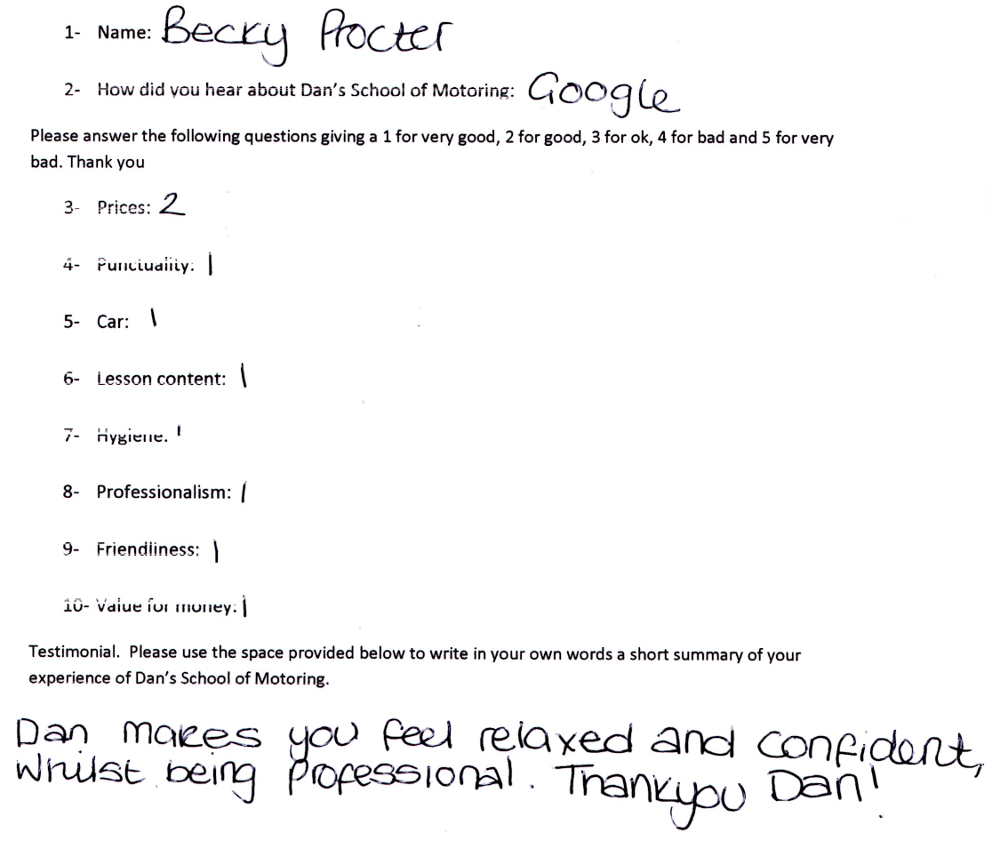 Becky's Review: Dan makes you feel relaxed and confident, whilst being professional. Thank you Dan!